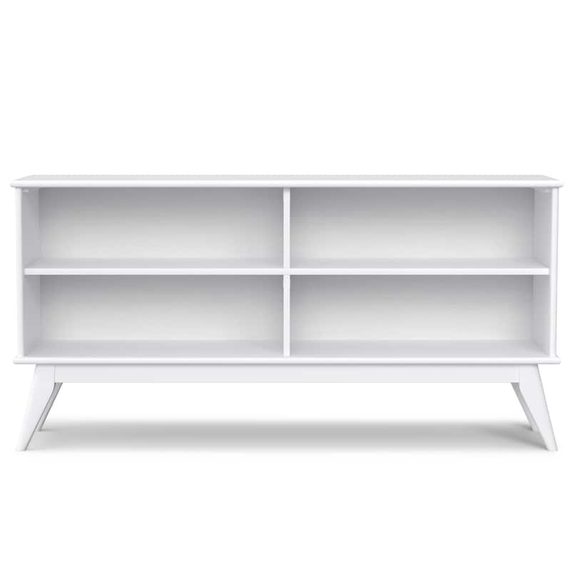 WYNDENHALL Tierney SOLID HARDWOOD 30 x 64 inch Modern Low Bookcase in Teak Brown - 14" d x 64" w x 30" h