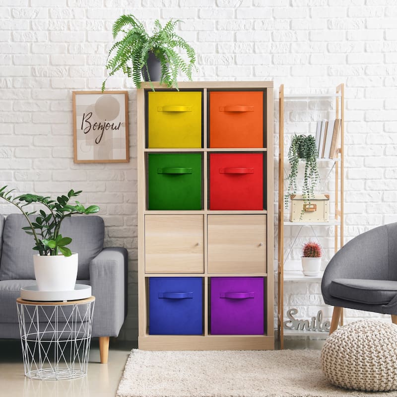 Sorbus Fabric Storage Bins 13" Foldable Cubes With Handles For Pantry, Cubbies, Toy And Closet Shelving Organization - 6Pk