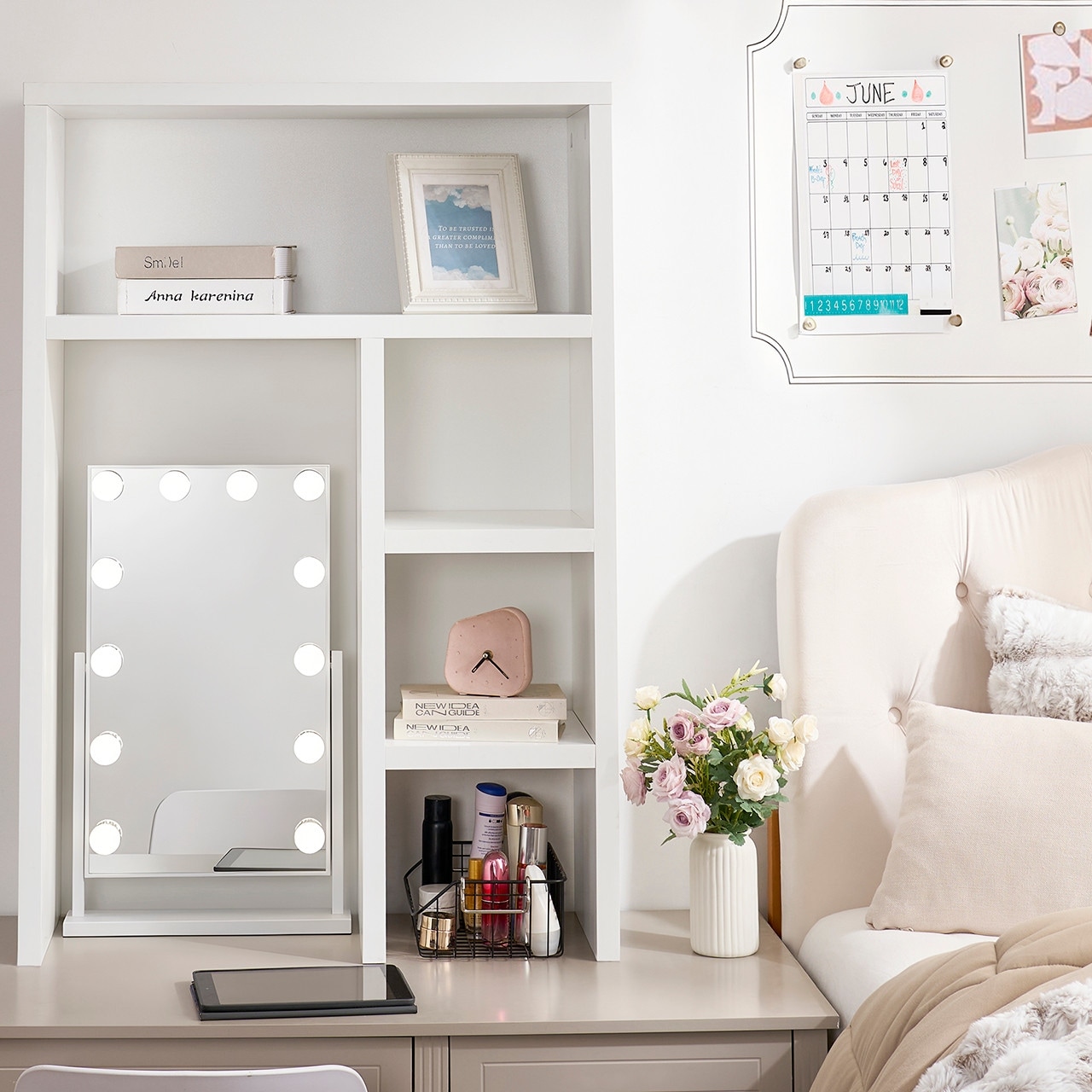 DormCo Yak About It® Extra Tall Thick - White Desk Bookshelf Hutch