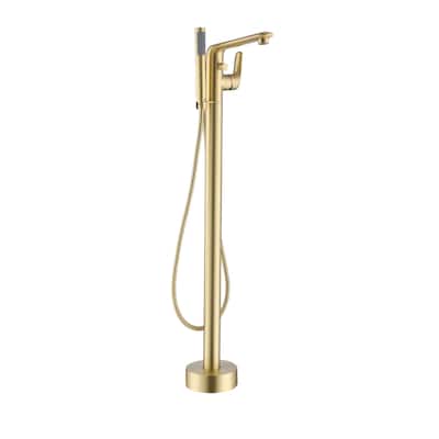 Bathtub Faucet Floor Mounted Free Standing Tub Filler W/Handheld
