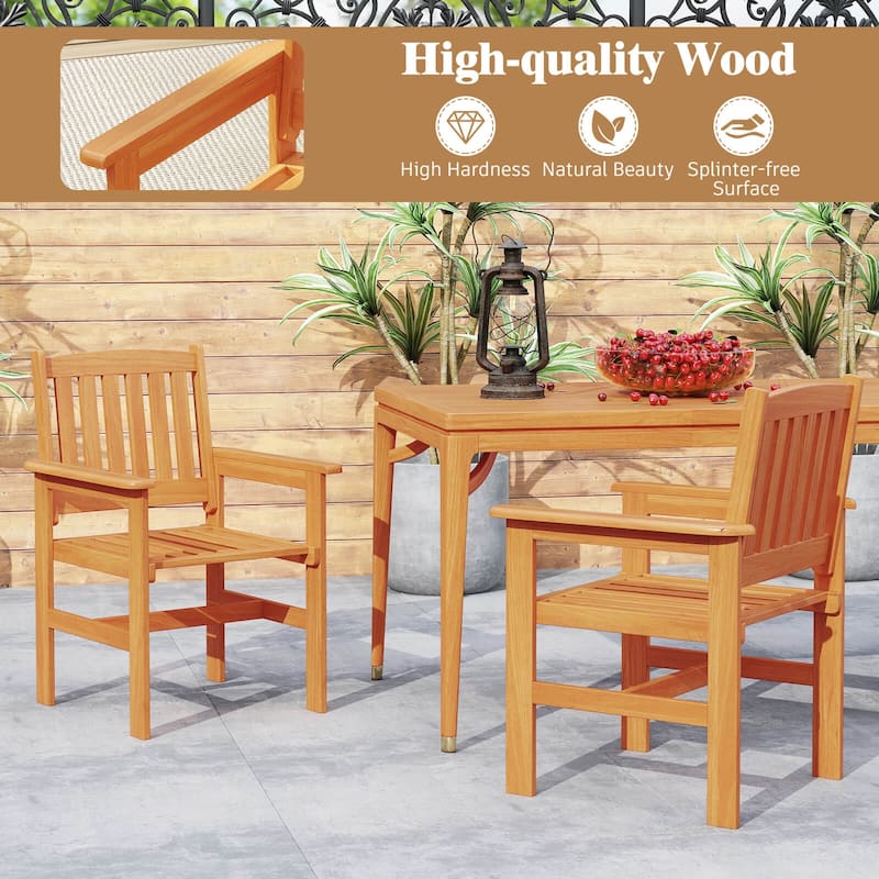 Costway Patio Chairs Set of 2/4 Outdoor Wooden Dining Chairs with - See Details