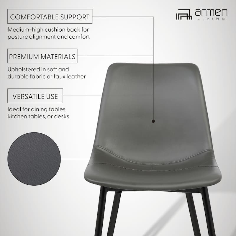 Monte Modern Upholstered Dining Chair in Faux Leather or Fabric