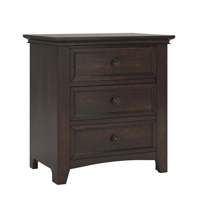 Ediline 3-drawer Wood Modular Storage Nightstand with Charging Station by iNSPIRE Q Classic - Antique Black