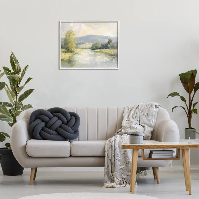 Stupell Abstract River & Mountain Scene Framed Giclee Art Design By Petal Prints Design
