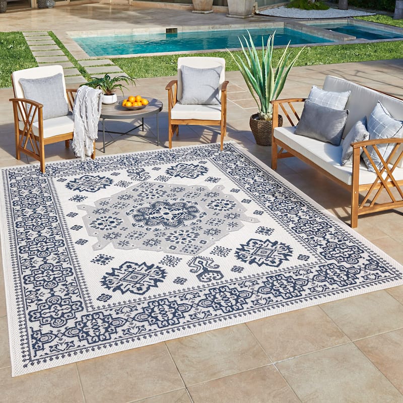 Gertmenian Ringley Luxury Thick Polypropylene Flatwoven Indoor/Outdoor Area Rug Collection