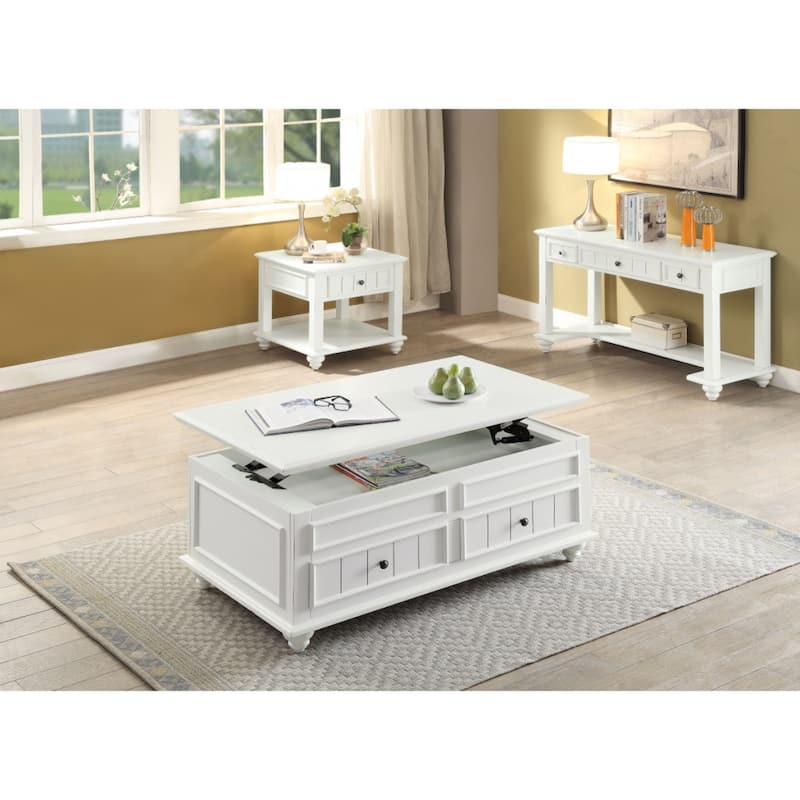 24" Whitewashed Wood Square Side End Table with Drawer and Shelf for Living Room or Bedroom - 24''L x 24''W x 24''H