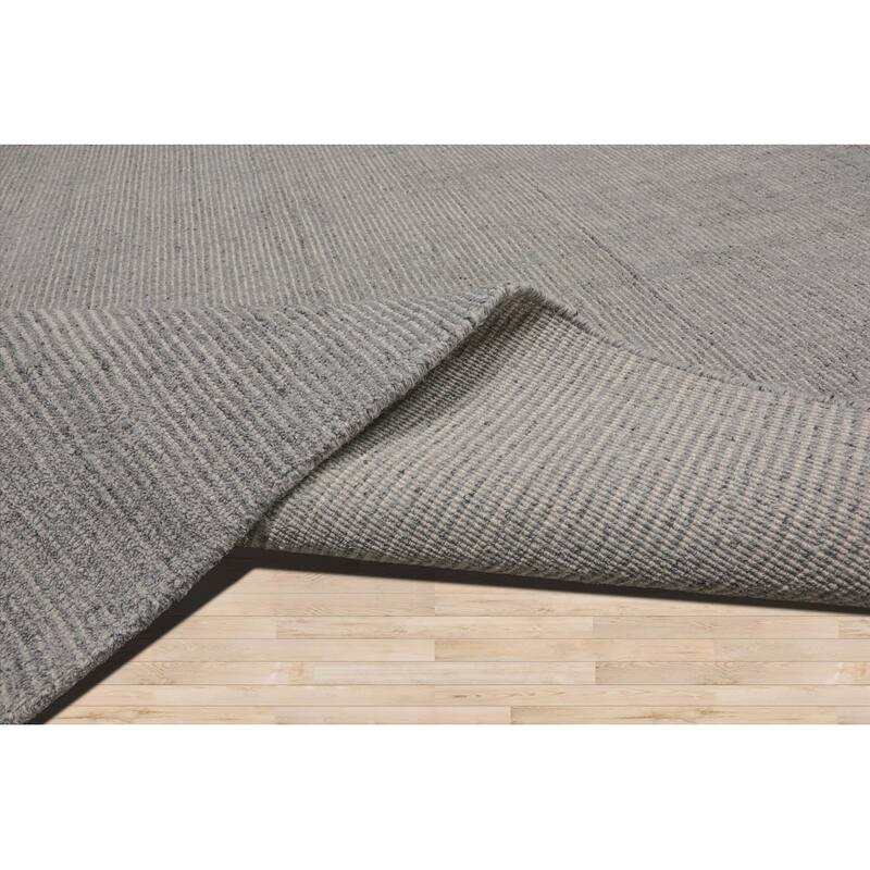 Hand Loomed Gray Ribbed Wool Modern & Contemporary Oriental Area Rug