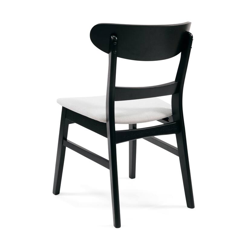 Cole Dining Chair Set of 2, Curved Open Back, Beige Padded Seat, Black