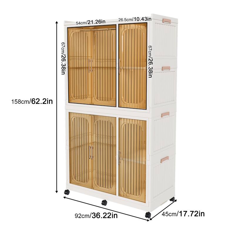 Portable Wardrobe Closet Organizer,Clothes Dresser,6 Magnetic Doors-6 Cubes&2 Hanging Rod,6 pcs hangers,Baby Wardrobe Cabinet