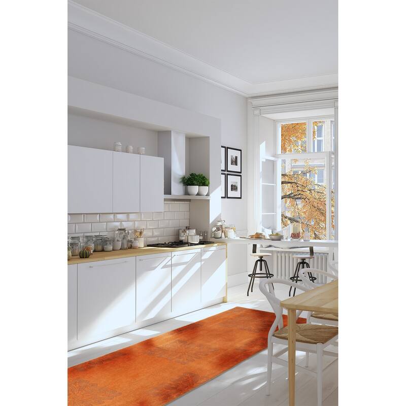 ECARPETGALLERY Hand-knotted Opulence Copper Wool Rug - 2'1 x 11'3