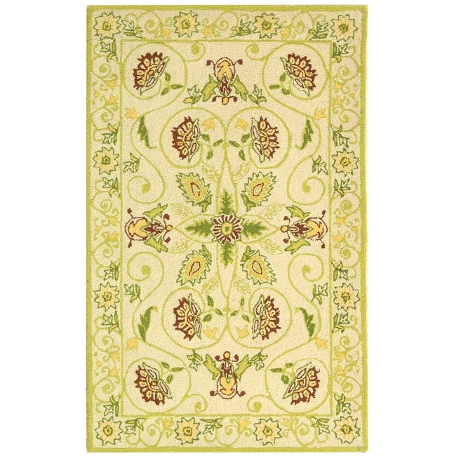 SAFAVIEH Handmade Chelsea Alecsandra French Country Wool Rug - 2'6" x 4' - Ivory/Green