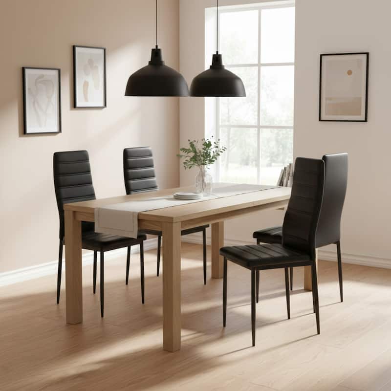 Homylin Modern PU Leather Dining Chairs with Metal Legs, Armless Padded Side Chairs for Kitchen & Dining Room