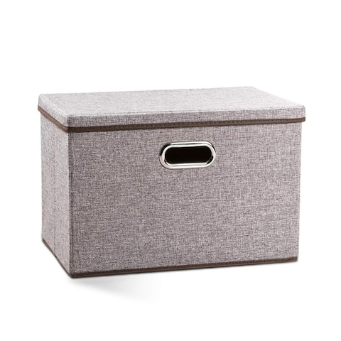 Enova Home Large Collapsible Storage Bins with Cover (Brown)