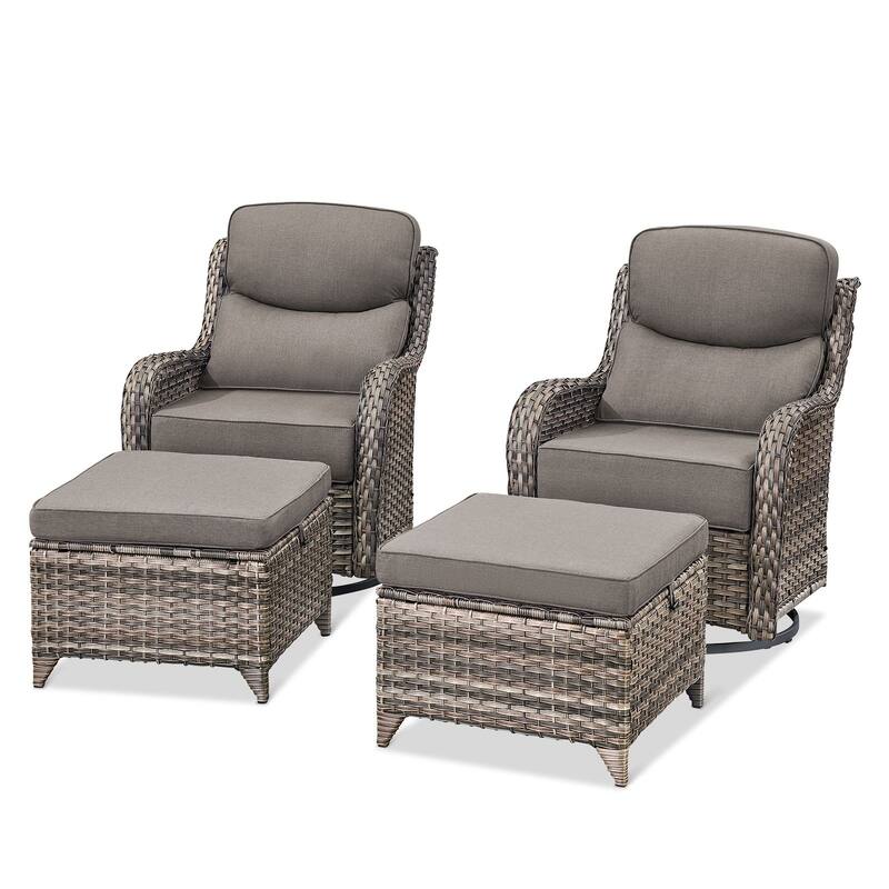 Outdoor Swivel Chairs with 6-Inch Thick Cushions for Garden