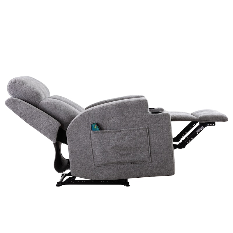 Massage and Heating Manual Recliner Chair with 2 Cup Holders Breathable Fabric