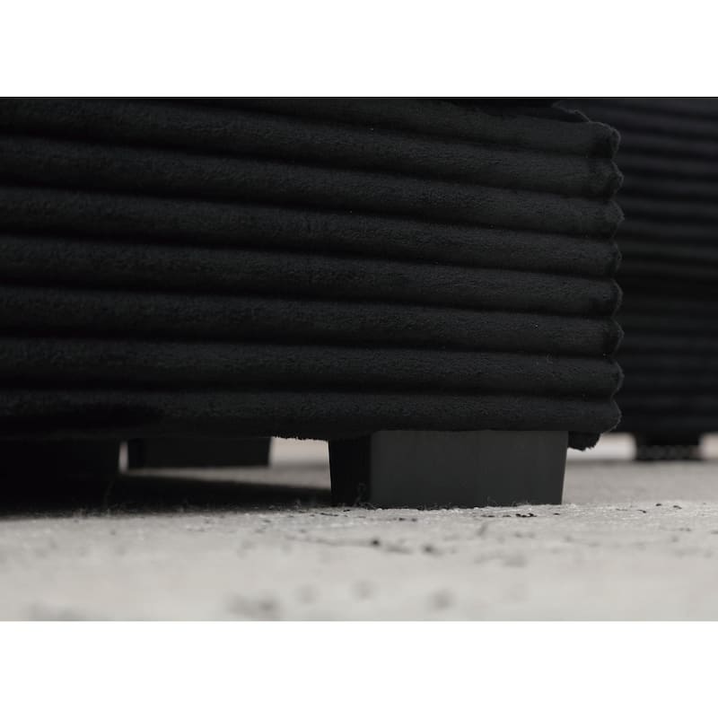 111" Corduroy L-Shape Sectional Sofa with Right Chaise, 8 Throw Pillows and Square Armrests