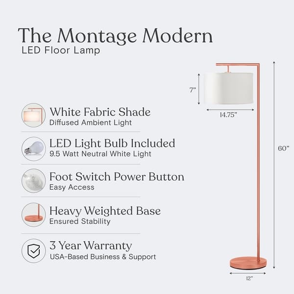 Brightech Montage Modern 60 in. Modern LED Super Bright Floor Lamp with ...