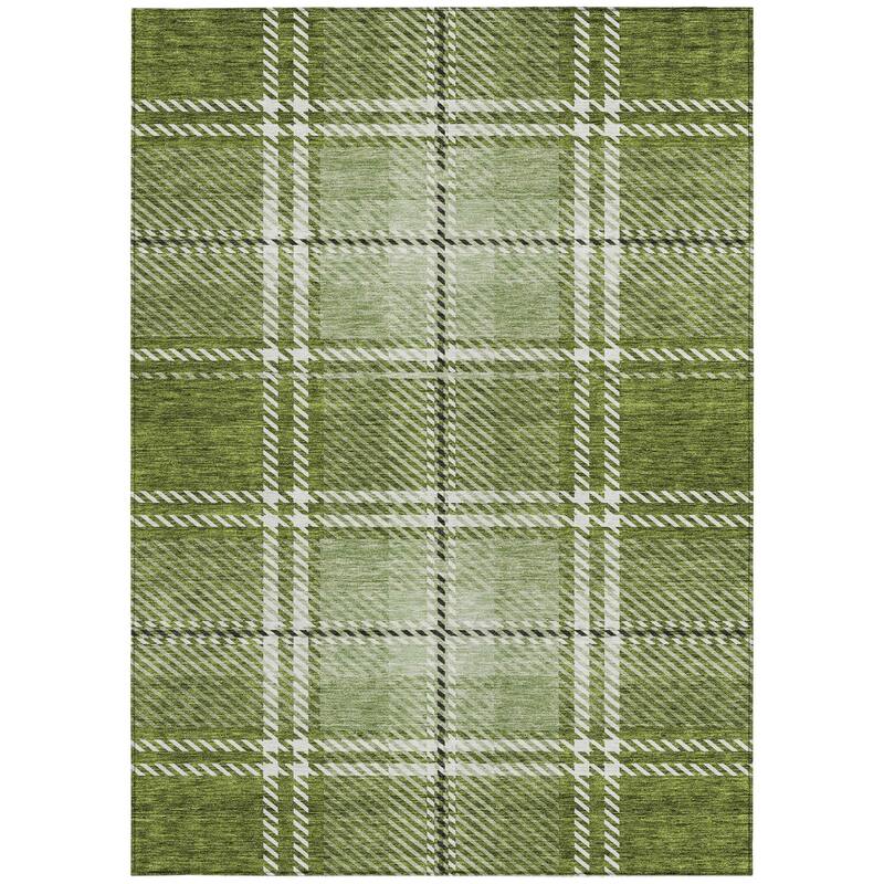 HomeRoots Plaid Transitional Rectangle Outdoor Rug