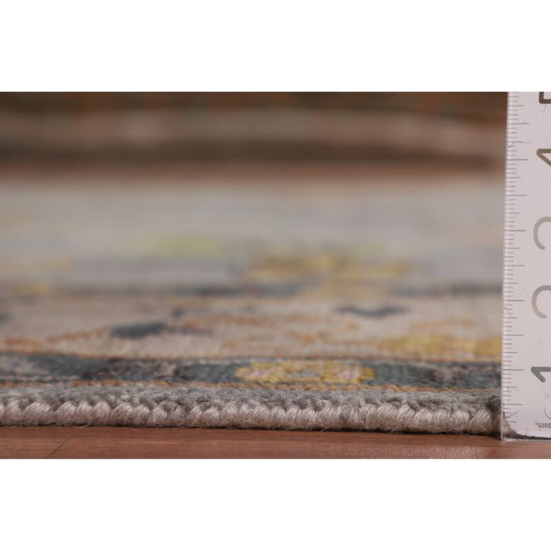 Gray Oushak Indian Area Rug Hand-Knotted Wool Carpet - 7'9"x 10'0"