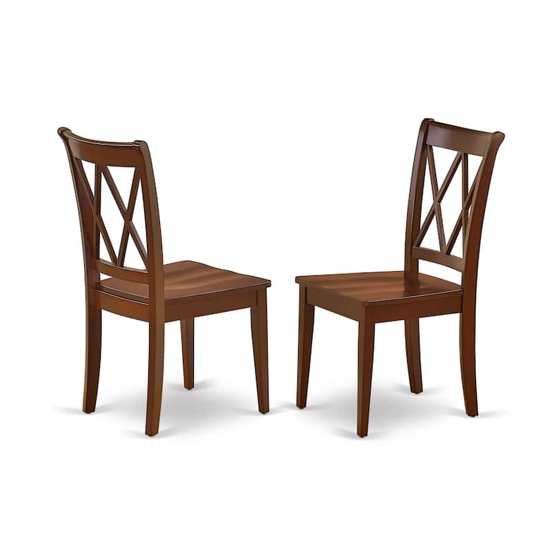 HomeStock 5-Piece Rectangle Mahogany Finish Solid Wood Top Dining Table with 4 Chairs with Cross Back