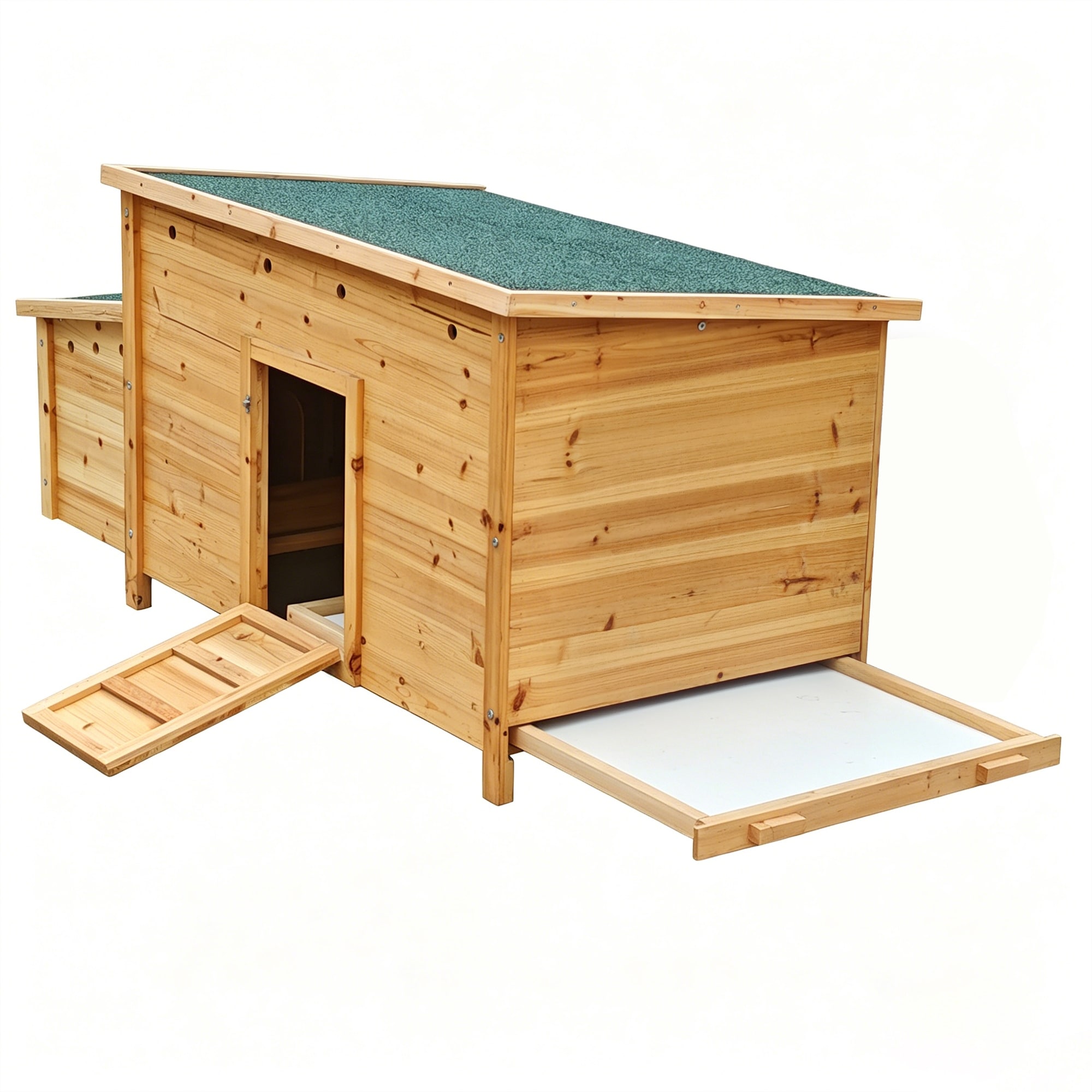 Asphalt Roof Wood Chicken Coop with Nest Box Ramp