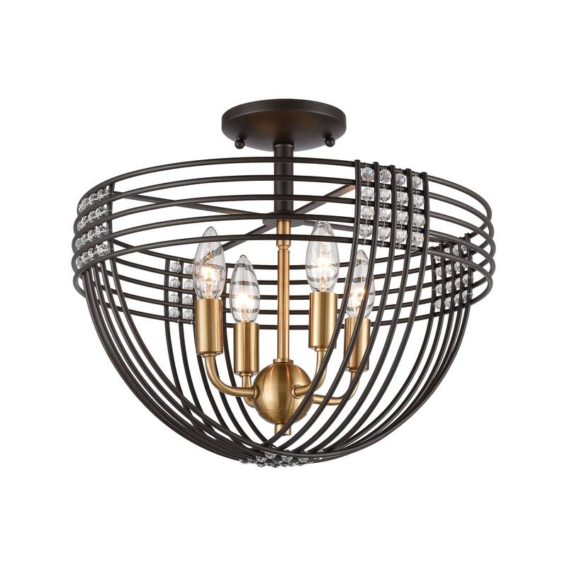 Elk Home Concentric Oiled Bronze With Metal Shade 4 Light Semi Flush