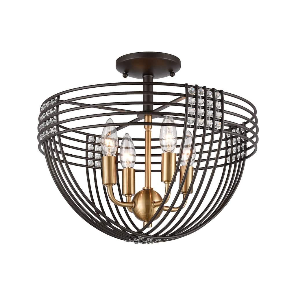 Elk Home Concentric Oiled Bronze With Metal Shade 4 Light Semi Flush