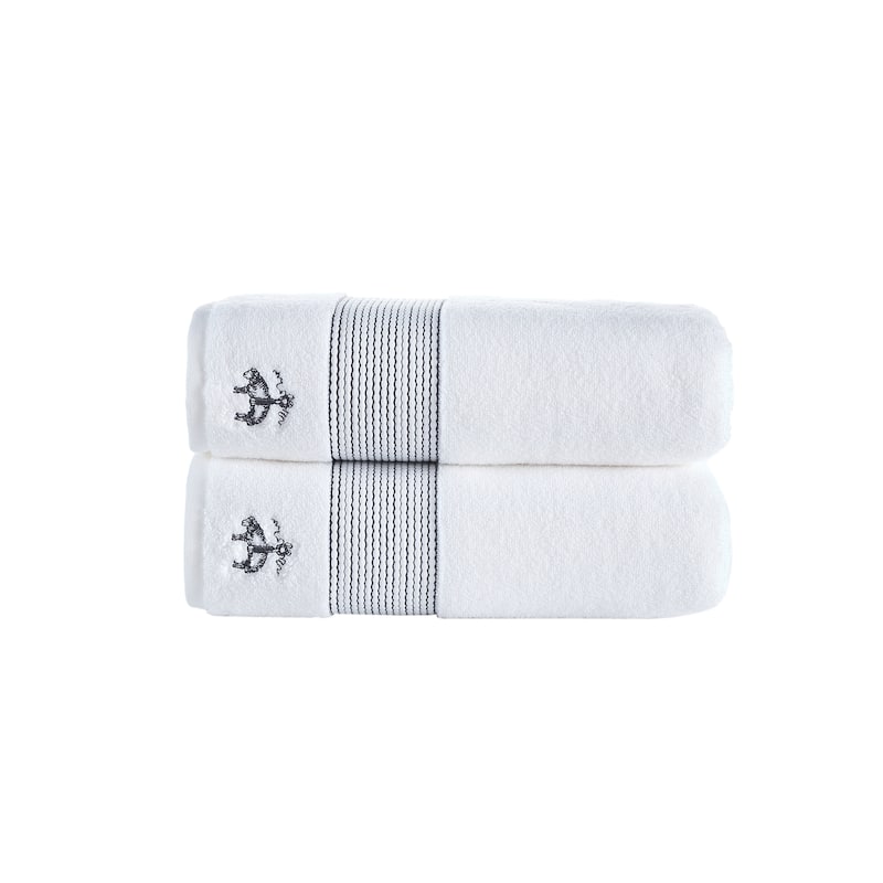 Brooks Brothers Rope Stripe Border 2 pcs Bath Towels - Anthracite
