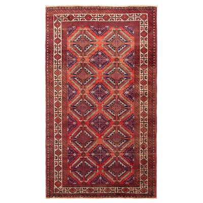 ECARPETGALLERY Hand-knotted Baluch Red Wool Rug - 3'11 x 6'11