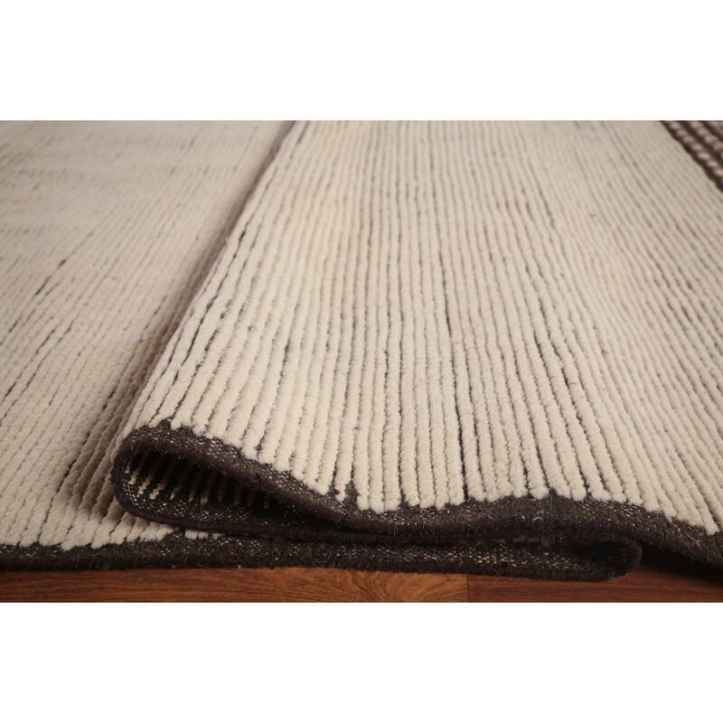 Ivory Moroccan Oriental Large Area Rug Hand-Knotted Wool Carpet - 12'0"x 18'7"