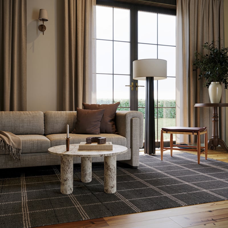Nate Berkus Downing Plaid Wool Cozy Area Rug - 8'6" x 11'6" - Black