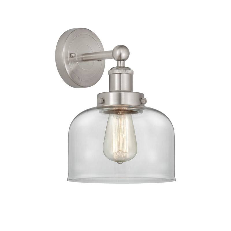 Innovations Lighting 616-1W-10-7-L Bell Sconce Bell 10" Tall Wall - Brushed Satin Nickel / Clear