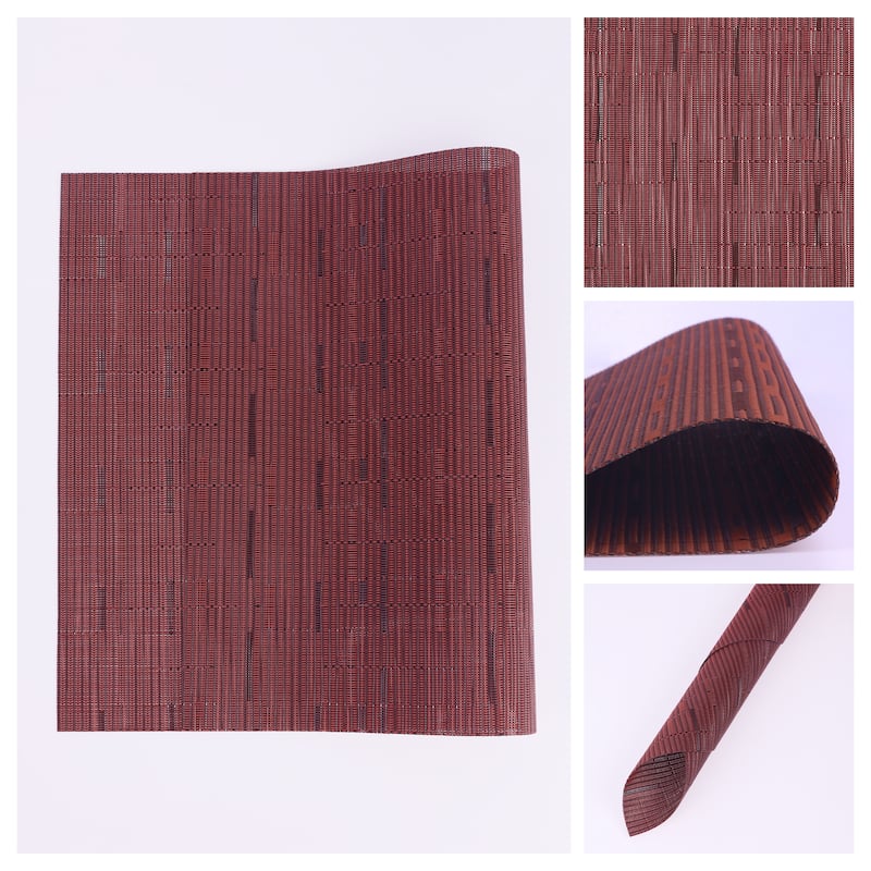 Placemats Set of 6 PVC Placemats for Kitchen Dining Table Washable - 18*12Inch - Burgundy