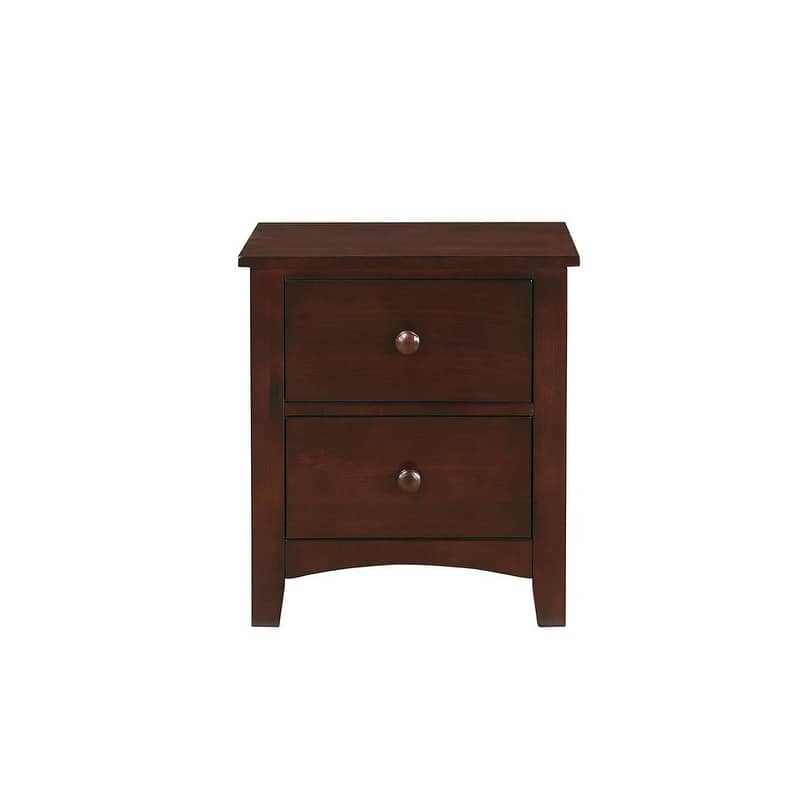 Dark Oak Finish 2-Drawer Pine Veneer Nightstand