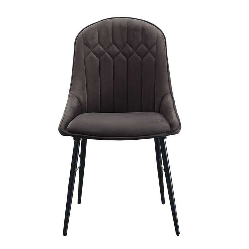 Abraham Dark Gray Fabric & Black Finish Side Chair (Set of 2)
