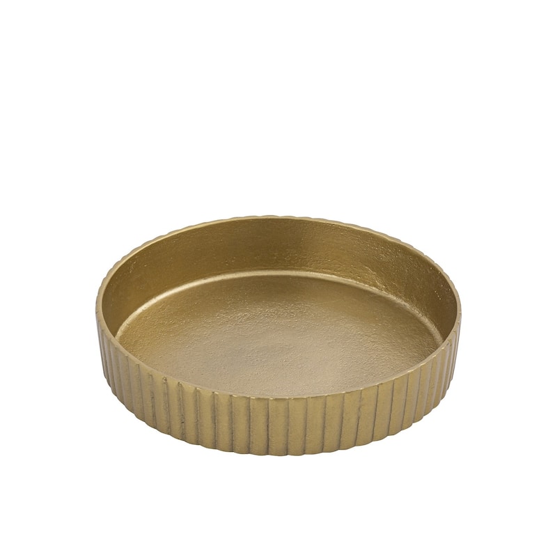 Plate Round Raw Brass Antique Dia 9.84" ALUMINUM -ST - Raw Brass Antique