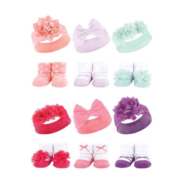 slide 1 of 1, Hudson Baby Infant Girl 12Pc Headband and Socks Giftset, Pink Purple Mint Pink Purple, One Size - Pink Purple Mint Pink Purple Pink Purple Mint Pink Purple - One Size
