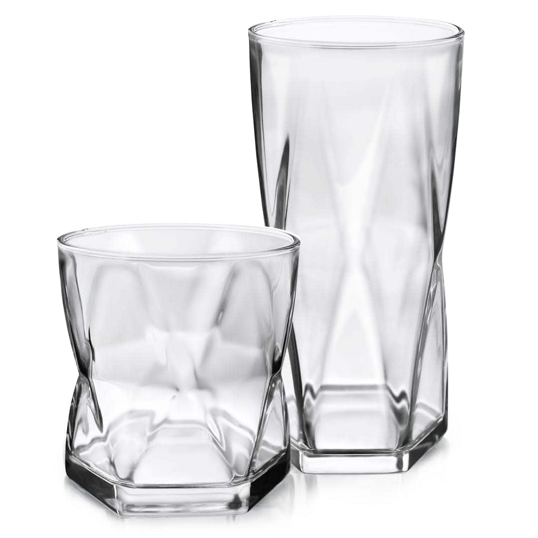 Libbey Rhombus 16Piece Tumbler and Rocks Glass Set Set of 16 On Sale Bed Bath & Beyond