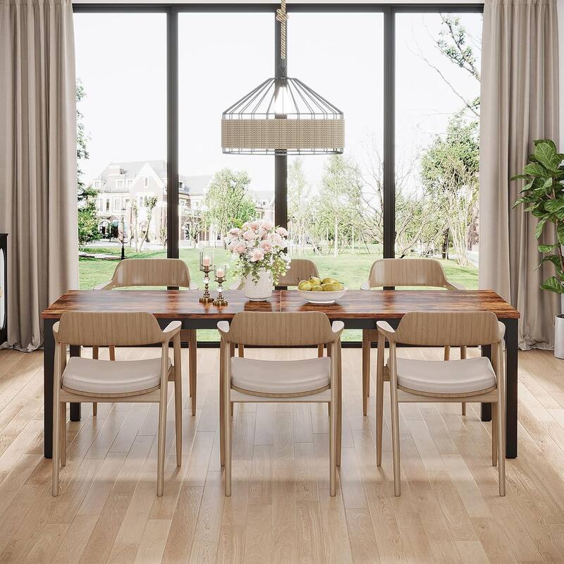 78.7" Rectangular Dining Table, Wood Kitchen Table for Home, Restaurant, Cafe, Office, Apartment, Bakery