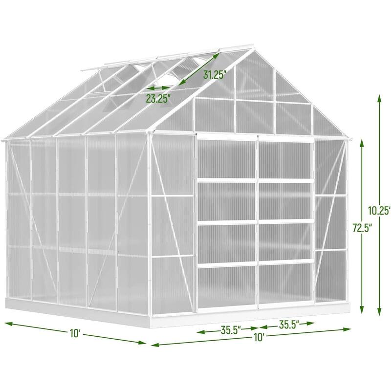Outdoor 12' x 10' Outdoor Walk-in Hobby Greenhouse for Plants - 10*12