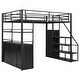 preview thumbnail 30 of 32, Full Size Metal Loft Bed with Storage Staircase and Wardrobe, Shelves