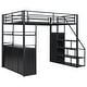 preview thumbnail 13 of 15, Metal Full Size Loft Bed with Storage Staircase and Wardrobe,Kids Bed with Shelves and Lockers