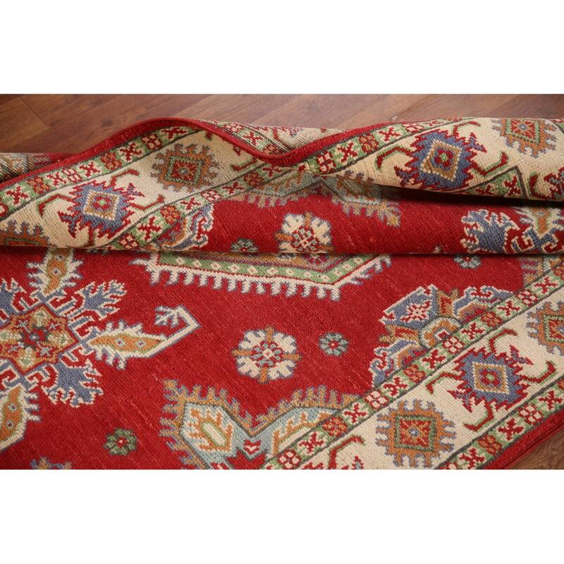 Kazak Accent Rug Hand-Knotted Oriental Wool Carpet - 3'4"x 4'10"