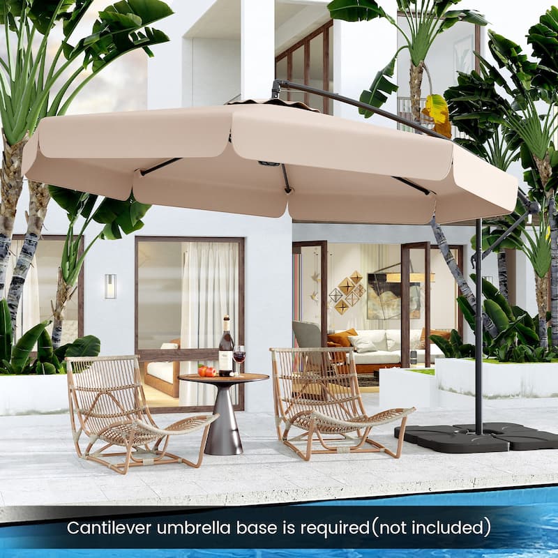 Gymax 10FT Offset Hanging Umbrella Patio Cantilever Umbrella w/ Easy