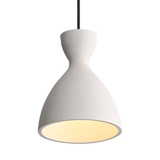 Golden Lighting Aethera 7in Integrated LED Pendant in White Sandstone Cement - Gold