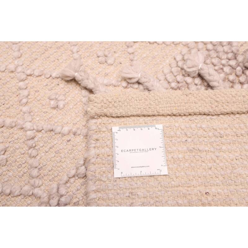 ECARPETGALLERY Braid weave Sienna Beige Wool Rug - 5'0 x 7'6