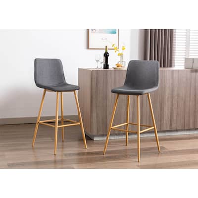Porthos Home Eila Bar Stools Set of 2, Fabric Upholstery, Metal Legs