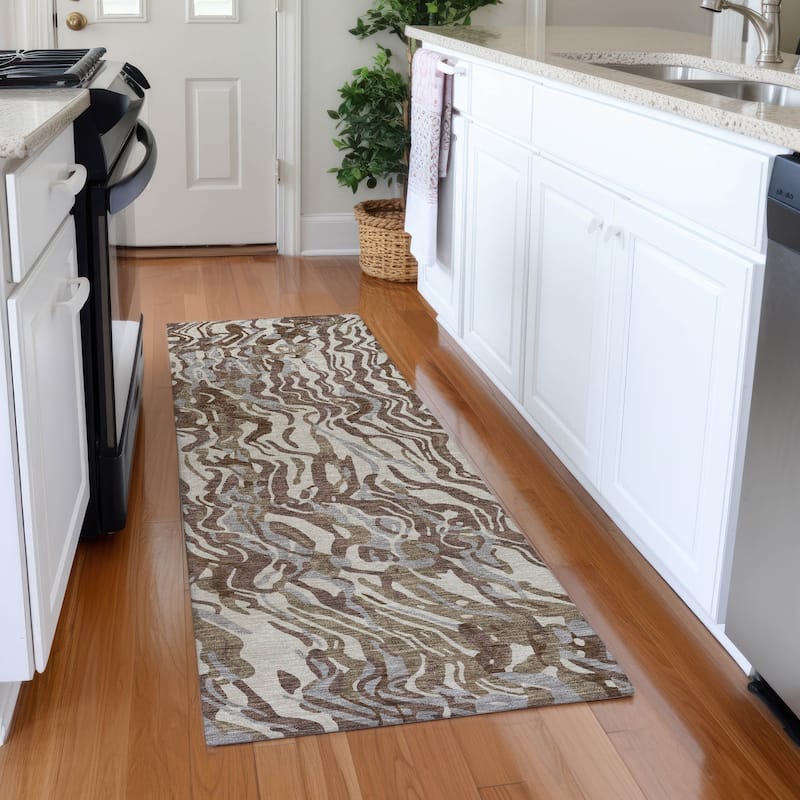 Premium Washable Super Soft Modern Contemporary Mayfield Rug - Brown - 2'3" x 7'6"