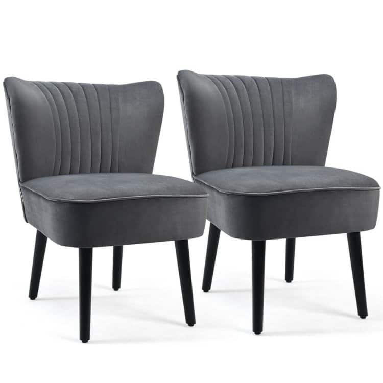Set of 2 Armless Upholstered Leisure Accent Chair - Grey