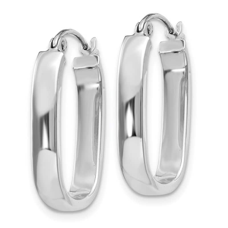 Curata 14k White Gold Polished Oval Tube Hoop Earrings (3.5mm x 22mm)